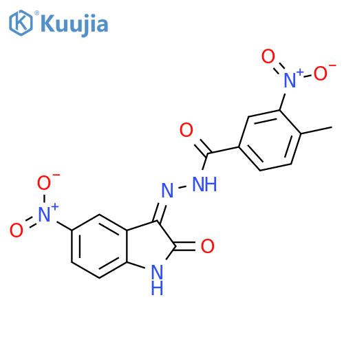 4-methyl-3-nitro-N'-(3Z)-5-nitro-2-oxo-2,3-dihydro-1H-indol-3-ylidenebenzohydrazide structure