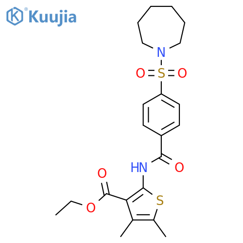 ethyl 2-4-(azepane-1-sulfonyl)benzamido-4,5-dimethylthiophene-3-carboxylate structure