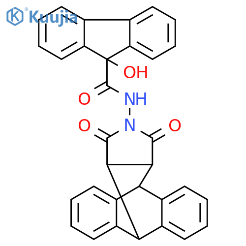 N-{16,18-dioxo-17-azapentacyclo[6.6.5.0^{2,7}.0^{9,14}.0^{15,19}]nonadeca-2,4,6,9(14),10,12-hexaen-17-yl}-9-hydroxy-9H-fluorene-9-carboxamide structure