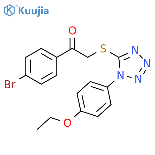 1-(4-bromophenyl)-2-{1-(4-ethoxyphenyl)-1H-1,2,3,4-tetrazol-5-ylsulfanyl}ethan-1-one structure