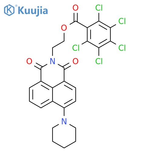 2-2,4-dioxo-8-(piperidin-1-yl)-3-azatricyclo7.3.1.0^{5,13}trideca-1(13),5,7,9,11-pentaen-3-ylethyl 2,3,4,5,6-pentachlorobenzoate structure