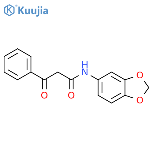N-(1,3-dioxaindan-5-yl)-3-oxo-3-phenylpropanamide structure