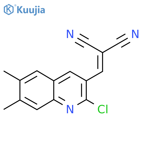 2-(2-chloro-6,7-dimethylquinolin-3-yl)methylidenepropanedinitrile structure