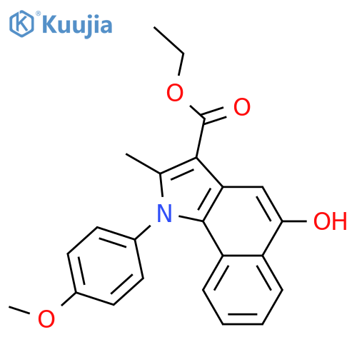 <br>5-Hydroxy-1-(4-methoxy-phenyl)-2-methyl-1H-benzo[g]indole-3-carboxylic acid  ethyl ester structure