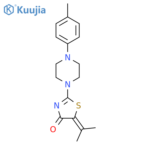 2-4-(4-methylphenyl)piperazin-1-yl-5-(propan-2-ylidene)-4,5-dihydro-1,3-thiazol-4-one structure