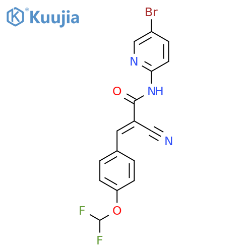 N-(5-bromopyridin-2-yl)-2-cyano-3-[4-(difluoromethoxy)phenyl]prop-2-enamide structure