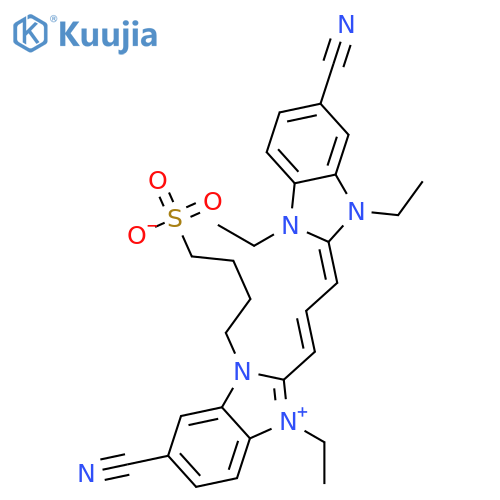 1H-Benzimidazolium,5-cyano-2-[3-(5-cyano-1,3-diethyl-1,3-dihydro-2H-benzimidazol-2-ylidene)-1-propen-1-yl]-1-ethyl-3-(4-sulfobutyl)-,inner salt structure