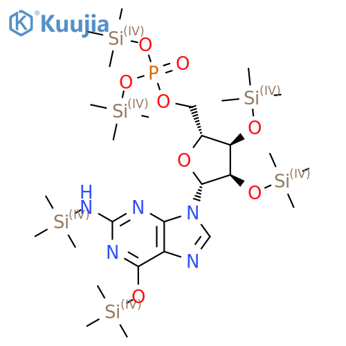 Bis(trimethylsilyl) [(2R,3R,4R,5R)-5-[2-(trimethylsilylamino)-6-trimethylsilyloxypurin-9-yl]-3,4-bis(trimethylsilyloxy)oxolan-2-yl]methyl phosphate structure