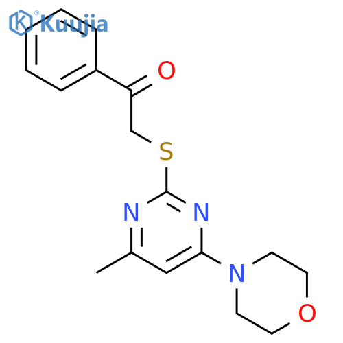 2-{4-methyl-6-(morpholin-4-yl)pyrimidin-2-ylsulfanyl}-1-phenylethan-1-one structure