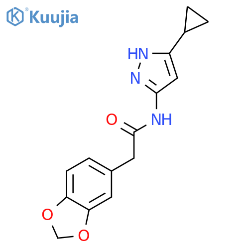 1,3-Benzodioxole-5-acetamide, N-(5-cyclopropyl-1H-pyrazol-3-yl)- structure