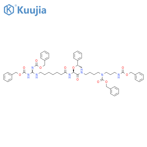 O-(1-(S)-phenylethoxy)-tetra(N-Benzyloxycarbonyl) (-)-15-Deoxyspergualin structure