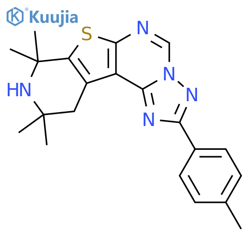 <br>7,7,9,9-Tetramethyl-2-p-tolyl-7,8,9,10-tetrahydro-6-thia-1,3,3a,5,8-pentaaz a-cyclopenta[c]fluorene structure