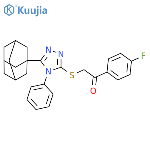 2-{5-(adamantan-1-yl)-4-phenyl-4H-1,2,4-triazol-3-ylsulfanyl}-1-(4-fluorophenyl)ethan-1-one structure