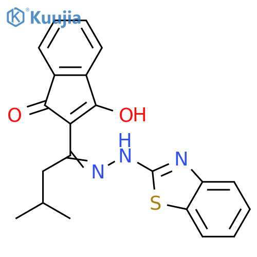 2-N-(1,3-benzothiazol-2-yl)-3-methylbutanehydrazonoyl-3-hydroxy-1H-inden-1-one structure