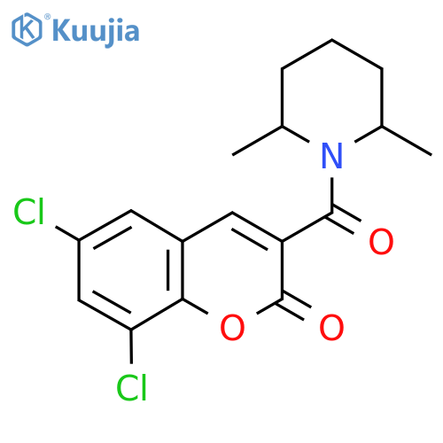 6,8-dichloro-3-(2,6-dimethylpiperidine-1-carbonyl)-2H-chromen-2-one structure