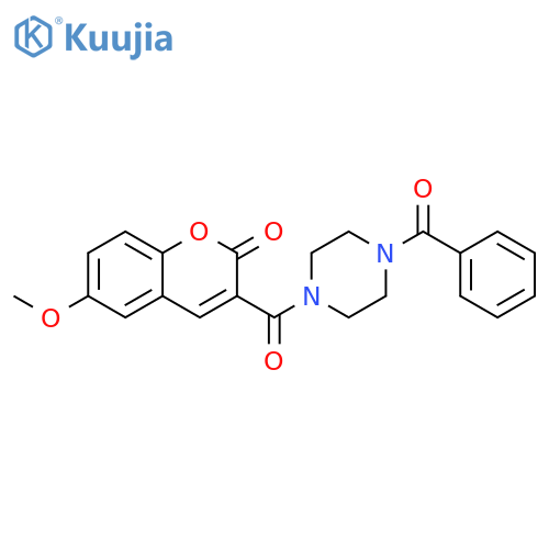 3-(4-benzoylpiperazine-1-carbonyl)-6-methoxy-2H-chromen-2-one structure