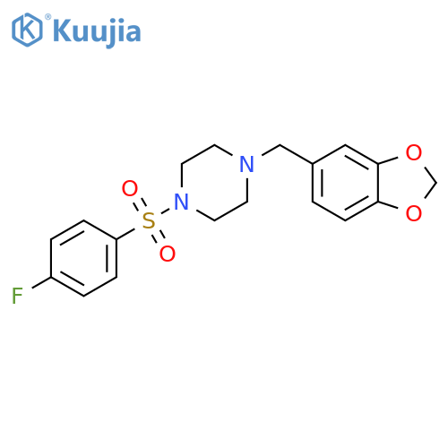 1-(2H-1,3-benzodioxol-5-yl)methyl-4-(4-fluorobenzenesulfonyl)piperazine structure
