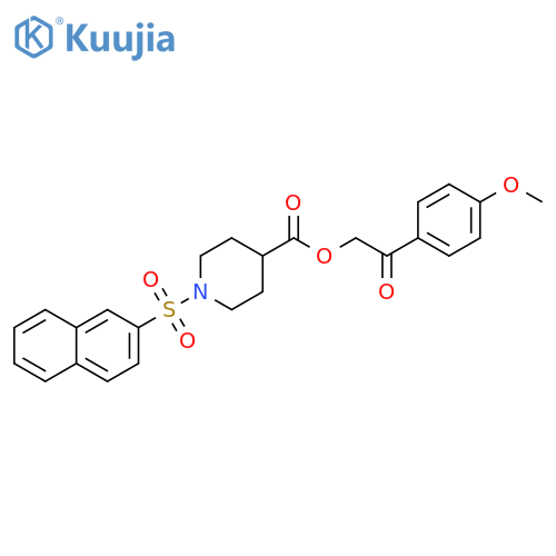 2-(4-methoxyphenyl)-2-oxoethyl 1-(naphthalene-2-sulfonyl)piperidine-4-carboxylate structure