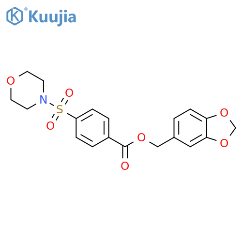 (2H-1,3-benzodioxol-5-yl)methyl 4-(morpholine-4-sulfonyl)benzoate structure