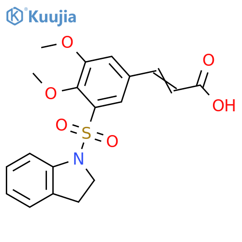 (2E)-3-3-(2,3-dihydro-1H-indole-1-sulfonyl)-4,5-dimethoxyphenylprop-2-enoic acid structure