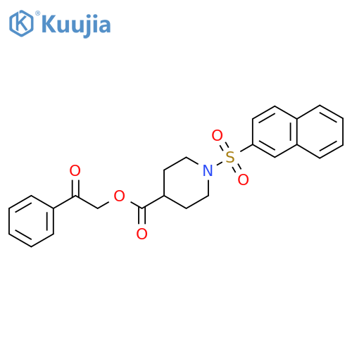 2-oxo-2-phenylethyl 1-(naphthalene-2-sulfonyl)piperidine-4-carboxylate structure