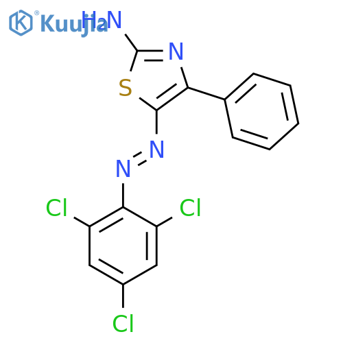 4-phenyl-5-2-(2,4,6-trichlorophenyl)hydrazin-1-ylidene-2,5-dihydro-1,3-thiazol-2-imine structure