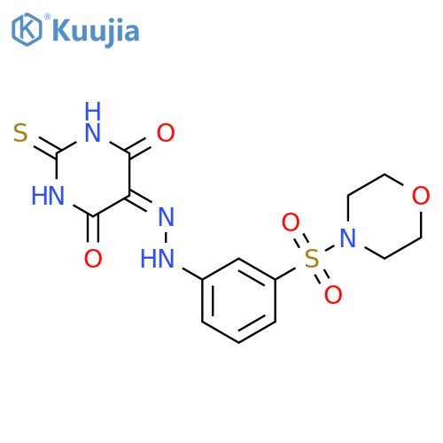 5-{2-3-(morpholine-4-sulfonyl)phenylhydrazin-1-ylidene}-2-sulfanylidene-1,3-diazinane-4,6-dione structure