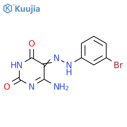 (5E)-5-2-(3-bromophenyl)hydrazin-1-ylidene-2-hydroxy-6-imino-3,4,5,6-tetrahydropyrimidin-4-one structure