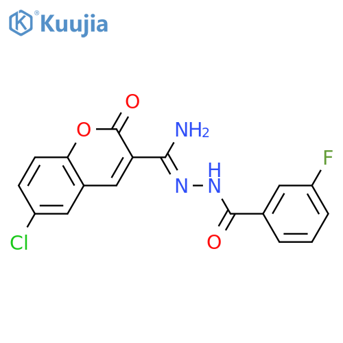N'-(1Z)-amino(6-chloro-2-oxo-2H-chromen-3-yl)methylidene-3-fluorobenzohydrazide structure