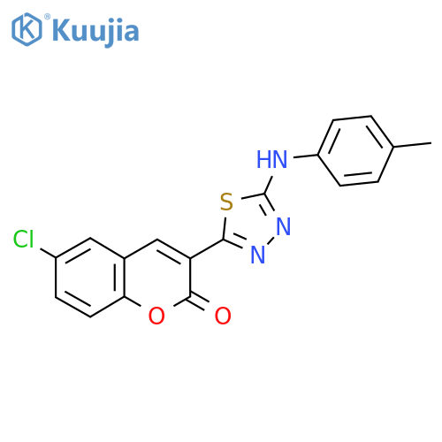 6-chloro-3-{5-(4-methylphenyl)amino-1,3,4-thiadiazol-2-yl}-2H-chromen-2-one structure
