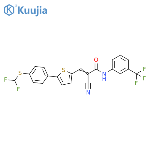 2-Cyano-3-[5-[4-[(difluoromethyl)thio]phenyl]-2-thienyl]-N-[3-(trifluoromethyl)phenyl]-2-propenamide structure