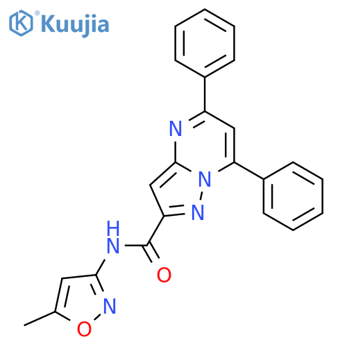<br>5,7-Diphenyl-pyrazolo[1,5-a]pyrimidine-2-carboxylic acid (5-methyl-isoxazol -3-yl)-amide structure