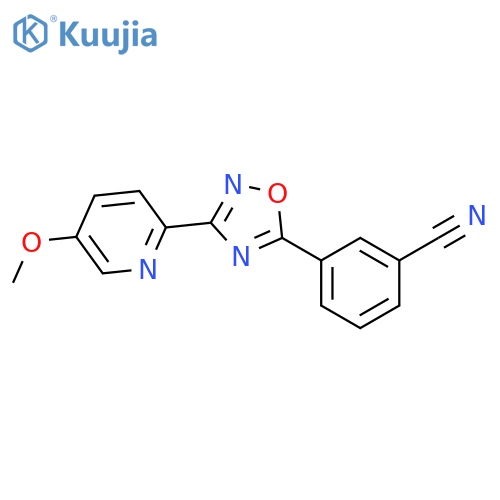 Benzonitrile, 3-[3-(5-methoxy-2-pyridinyl)-1,2,4-oxadiazol-5-yl]- structure