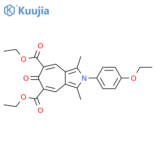 5,7-diethyl 2-(4-ethoxyphenyl)-1,3-dimethyl-6-oxo-2H,6H-cycloheptacpyrrole-5,7-dicarboxylate structure