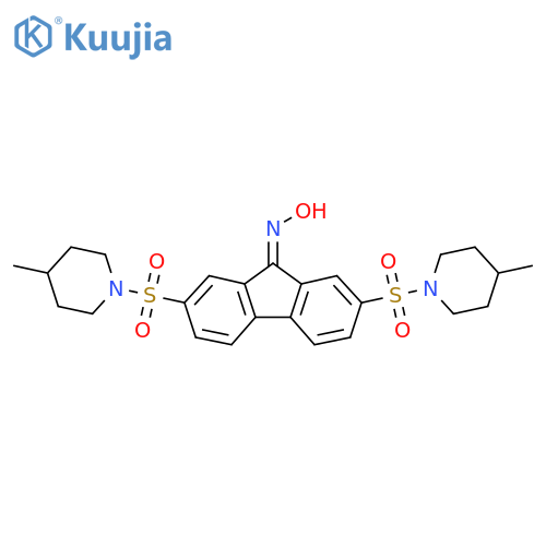 N-{2,7-bis(4-methylpiperidin-1-yl)sulfonyl-9H-fluoren-9-ylidene}hydroxylamine structure