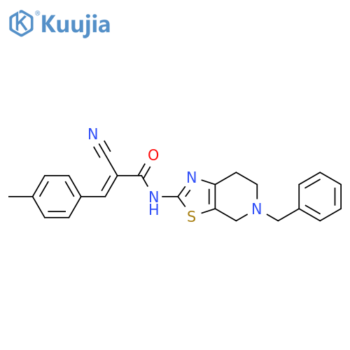 (E)-N-(5-benzyl-6,7-dihydro-4H-[1,3]thiazolo[5,4-c]pyridin-2-yl)-2-cyano-3-(4-methylphenyl)prop-2-enamide structure