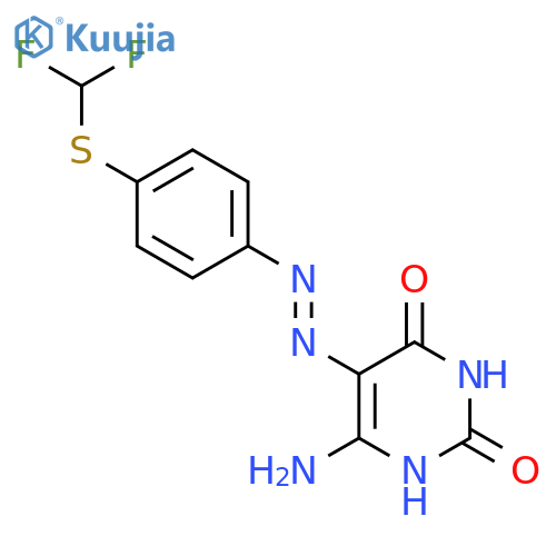 (E)-5-(2-(4-((difluoromethyl)thio)phenyl)hydrazono)-2-hydroxy-6-imino-5,6-dihydropyrimidin-4(3H)-one structure