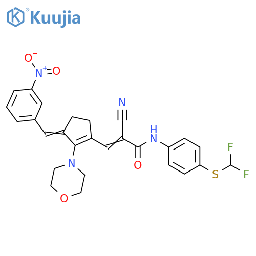 2-Cyano-N-[4-[(difluoromethyl)thio]phenyl]-3-[2-(4-morpholinyl)-3-[(3-nitrophenyl)methylene]-1-cyclopenten-1-yl]-2-propenamide structure