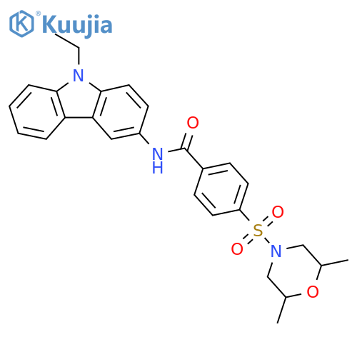 4-(2,6-dimethylmorpholin-4-yl)sulfonyl-N-(9-ethyl-9H-carbazol-3-yl)benzamide structure