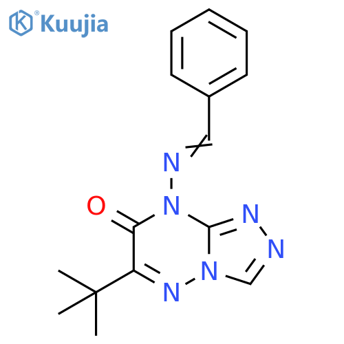 6-tert-butyl-8-(E)-(phenylmethylidene)amino-7H,8H-1,2,4triazolo4,3-b1,2,4triazin-7-one structure