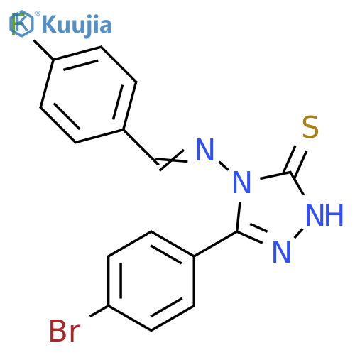 5-(4-bromophenyl)-4-(E)-(4-fluorophenyl)methylideneamino-4H-1,2,4-triazole-3-thiol structure