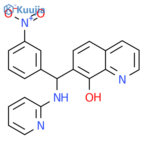 7-(3-nitrophenyl)(pyridin-2-yl)aminomethylquinolin-8-ol structure