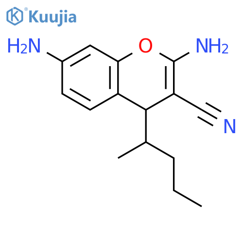 4H-1-Benzopyran-3-carbonitrile, 2,7-diamino-4-(1-methylbutyl)- structure