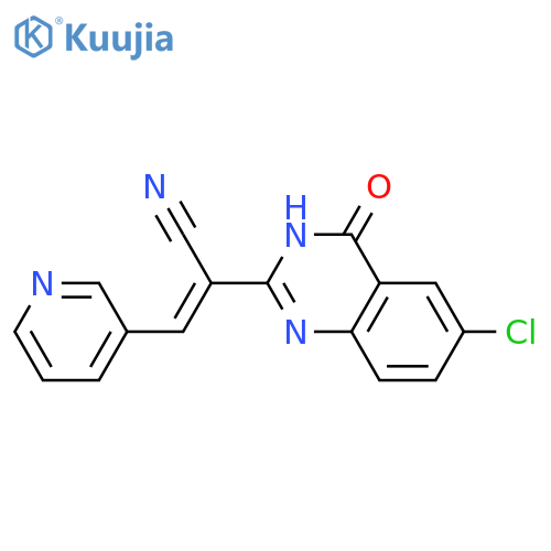 (2E)-2-(6-chloro-4-oxo-3,4-dihydroquinazolin-2-yl)-3-(pyridin-3-yl)prop-2-enenitrile structure