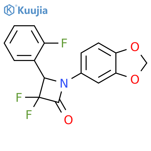 2-Azetidinone, 1-(1,3-benzodioxol-5-yl)-3,3-difluoro-4-(2-fluorophenyl)- structure