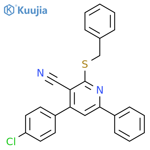 3-Pyridinecarbonitrile,4-(4-chlorophenyl)-6-phenyl-2-[(phenylmethyl)thio]- structure