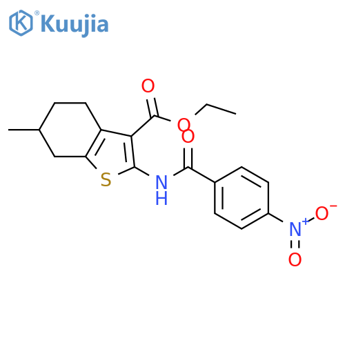ethyl 6-methyl-2-(4-nitrobenzamido)-4,5,6,7-tetrahydro-1-benzothiophene-3-carboxylate structure