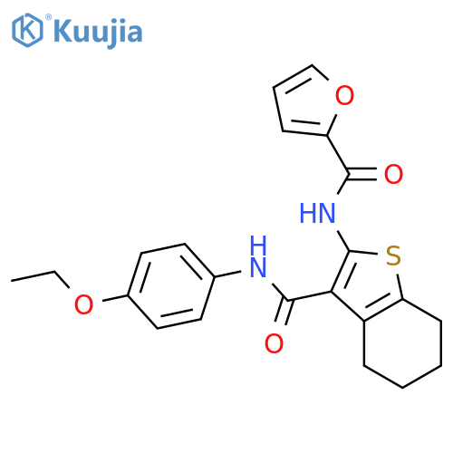 <br>N-(3-((4-ethoxyphenyl)carbamoyl)-4,5,6,7-tetrahydrobenzo[b]thiophen-2-yl)fu ran-2-carboxamide structure