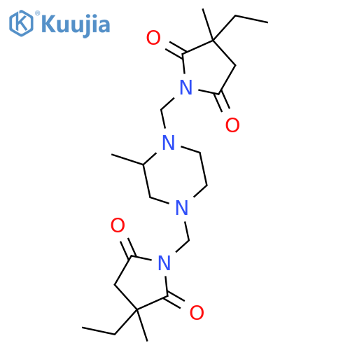 1,1'-[(2-methylpiperazine-1,4-diyl)dimethanediyl]bis(3-ethyl-3-methylpyrrolidine-2,5-dione) structure