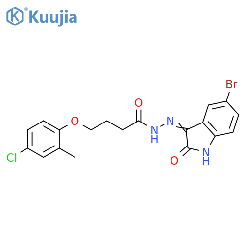 N'-(3Z)-5-bromo-2-oxo-2,3-dihydro-1H-indol-3-ylidene-4-(4-chloro-2-methylphenoxy)butanehydrazide structure